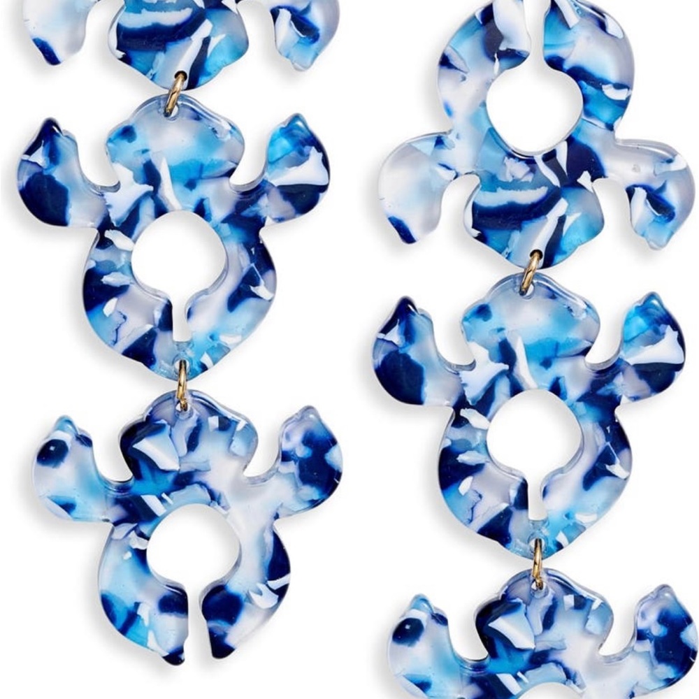 Lele Sadoughi Iris Bouquet Shadow Drop Earrings | Ocean Blue